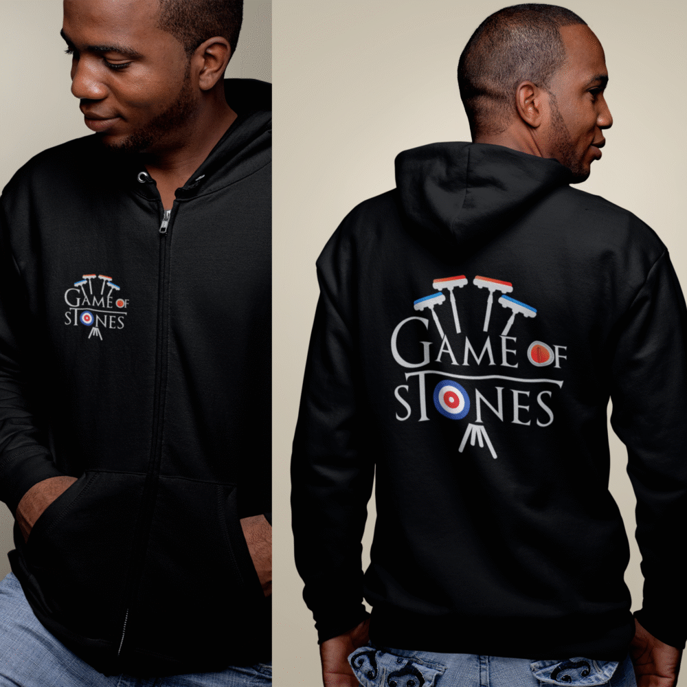 Game of Stones Zipper Hoodie – Warmth Meets Curling Style